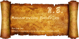 Maszarovics Balázs névjegykártya